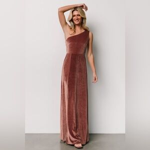 Baltic Born Tatiana velvet one shoulder maxi dress size L